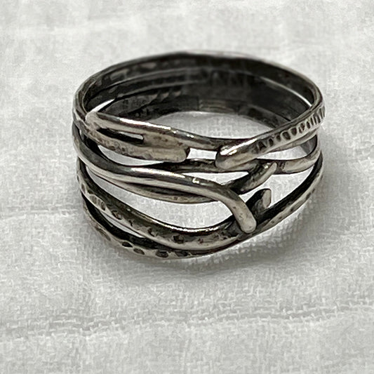 silver multi crossover ring