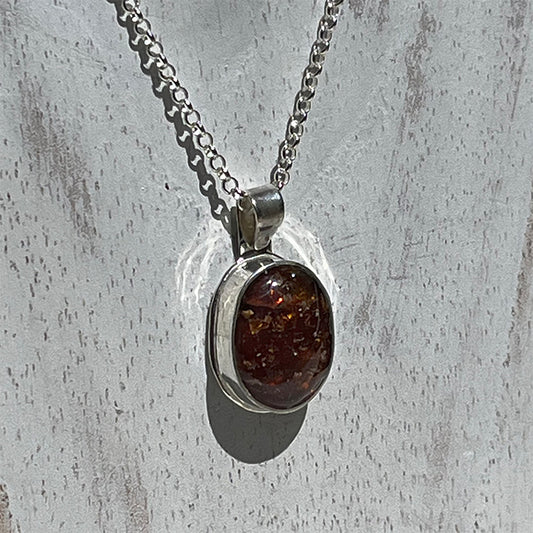 crushed fire opal pendant