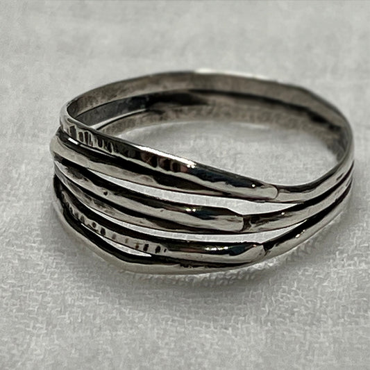 silver multi layover ring