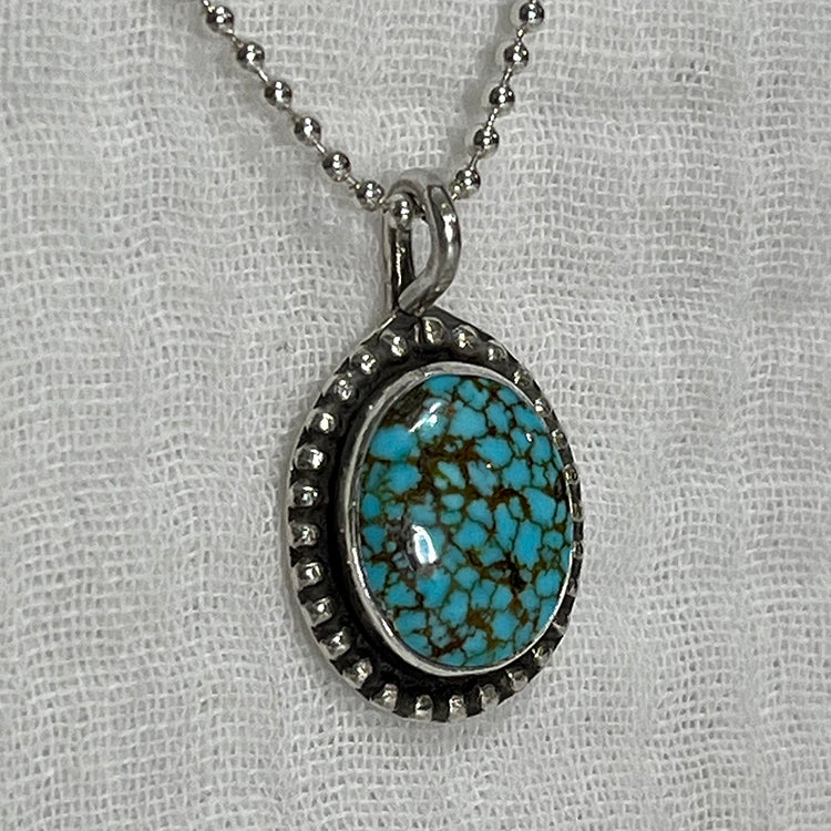 red spiderweb freeform turquoise pendant