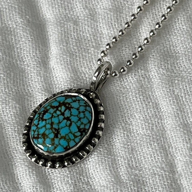 red spiderweb freeform turquoise pendant