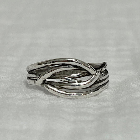 silver wave crossover ring