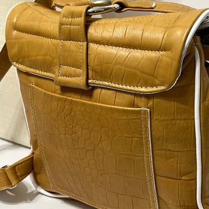 tan croc emboss couture backpack