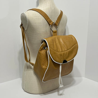 tan croc emboss couture backpack