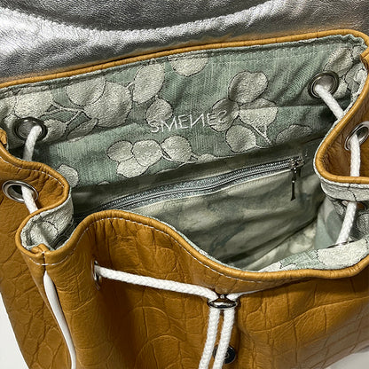 tan croc emboss couture backpack