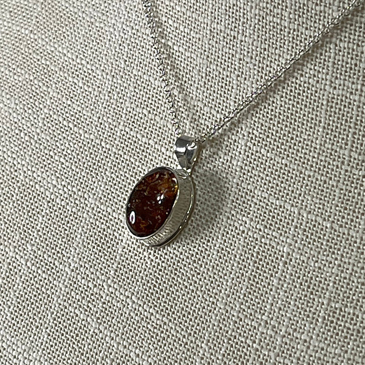 crushed fire opal pendant