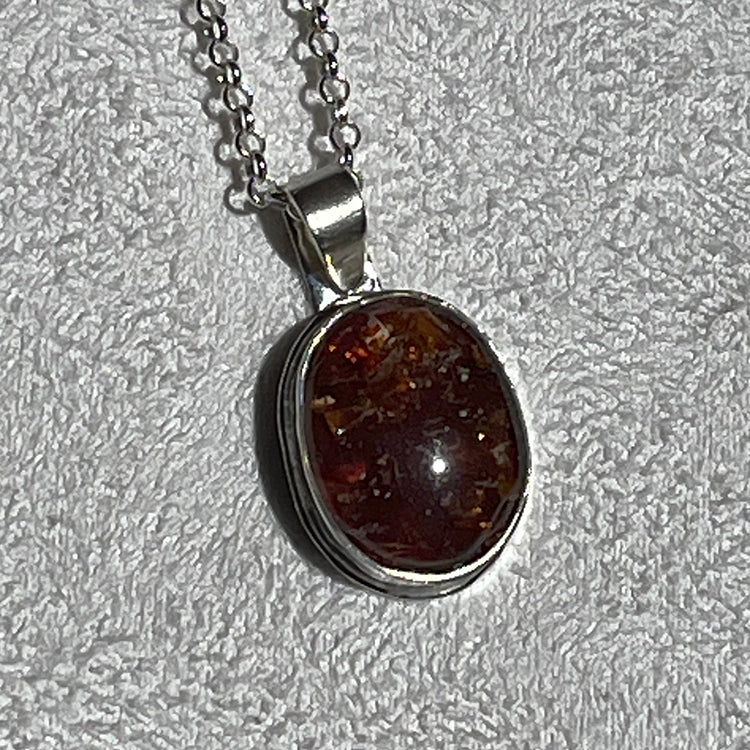 crushed fire opal pendant