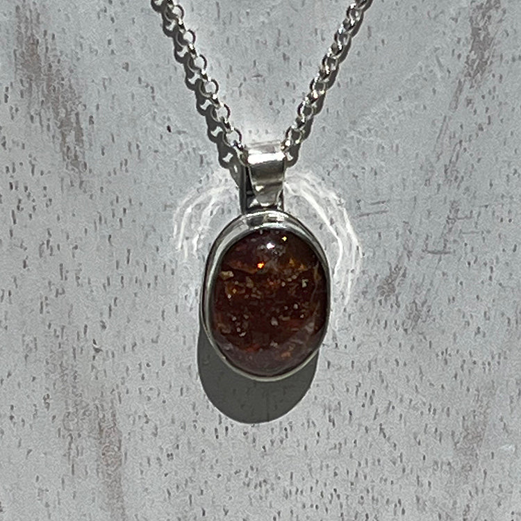 crushed fire opal pendant