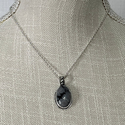 snowflake obsidian pendant