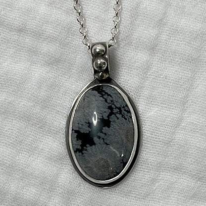 snowflake obsidian pendant