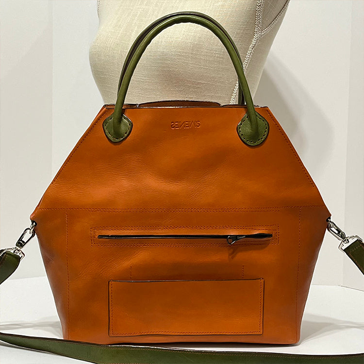 short orange convertible tote