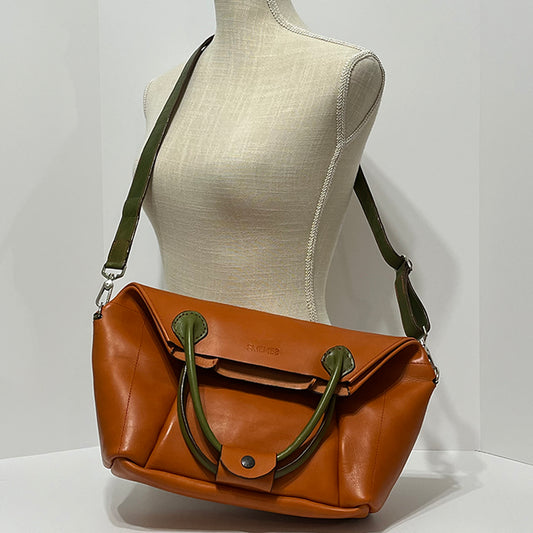 short orange convertible tote