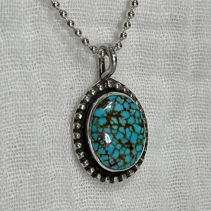 red spiderweb freeform turquoise pendant