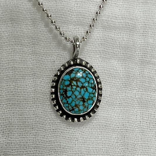 red spiderweb freeform turquoise pendant