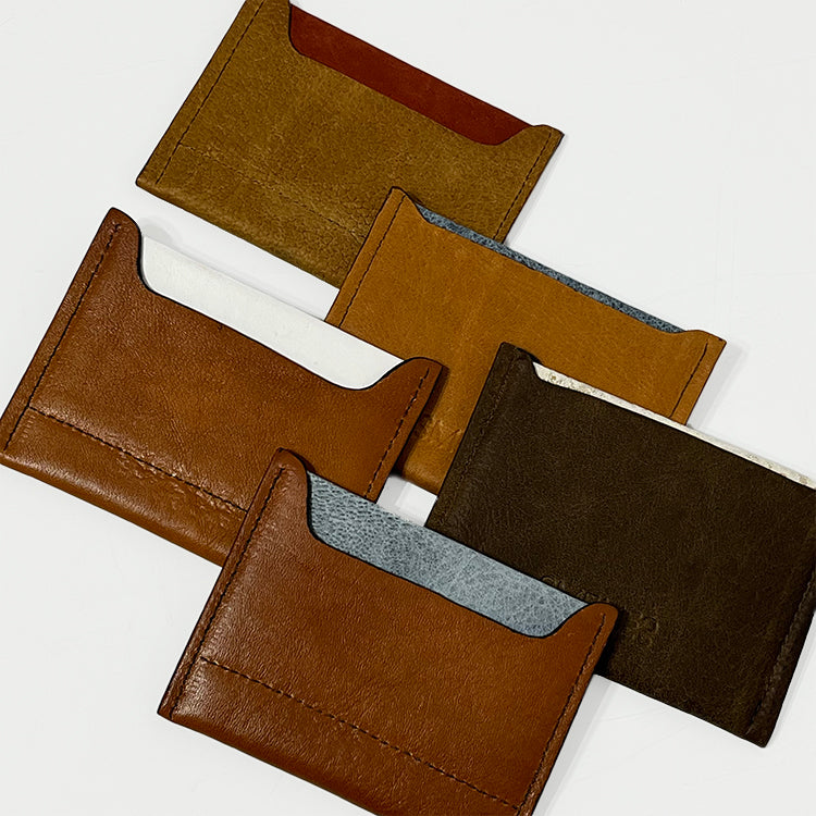 slim wallet tan and white