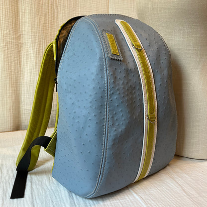 ostrich texture periwinkle | lime medium backpack