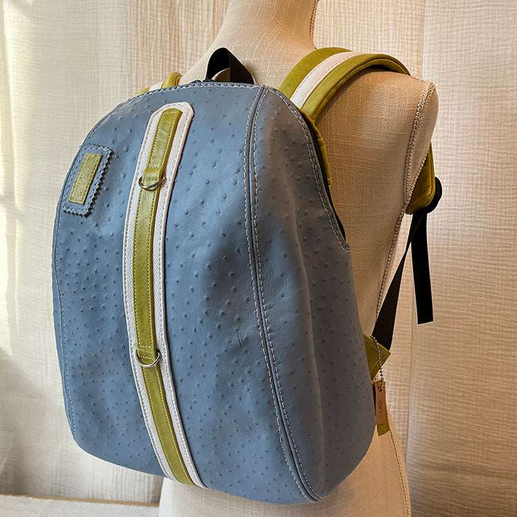 ostrich texture periwinkle | lime medium backpack