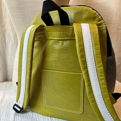 ostrich texture periwinkle | lime medium backpack