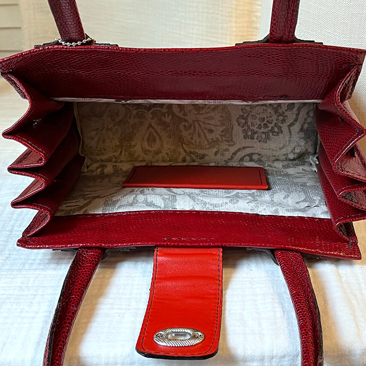 classic couture-style handbag in high fashion red