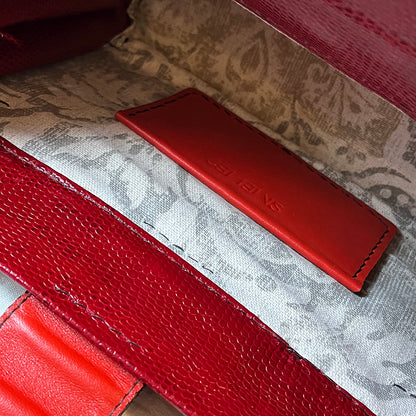 classic couture-style handbag in high fashion red