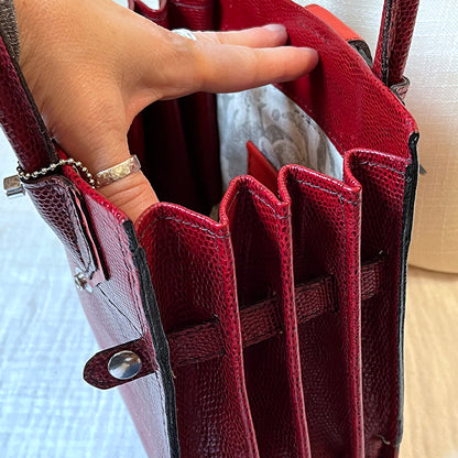 classic couture-style handbag in high fashion red
