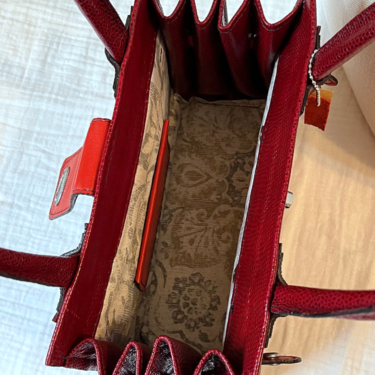 classic couture-style handbag in high fashion red