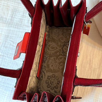 classic couture-style handbag in high fashion red
